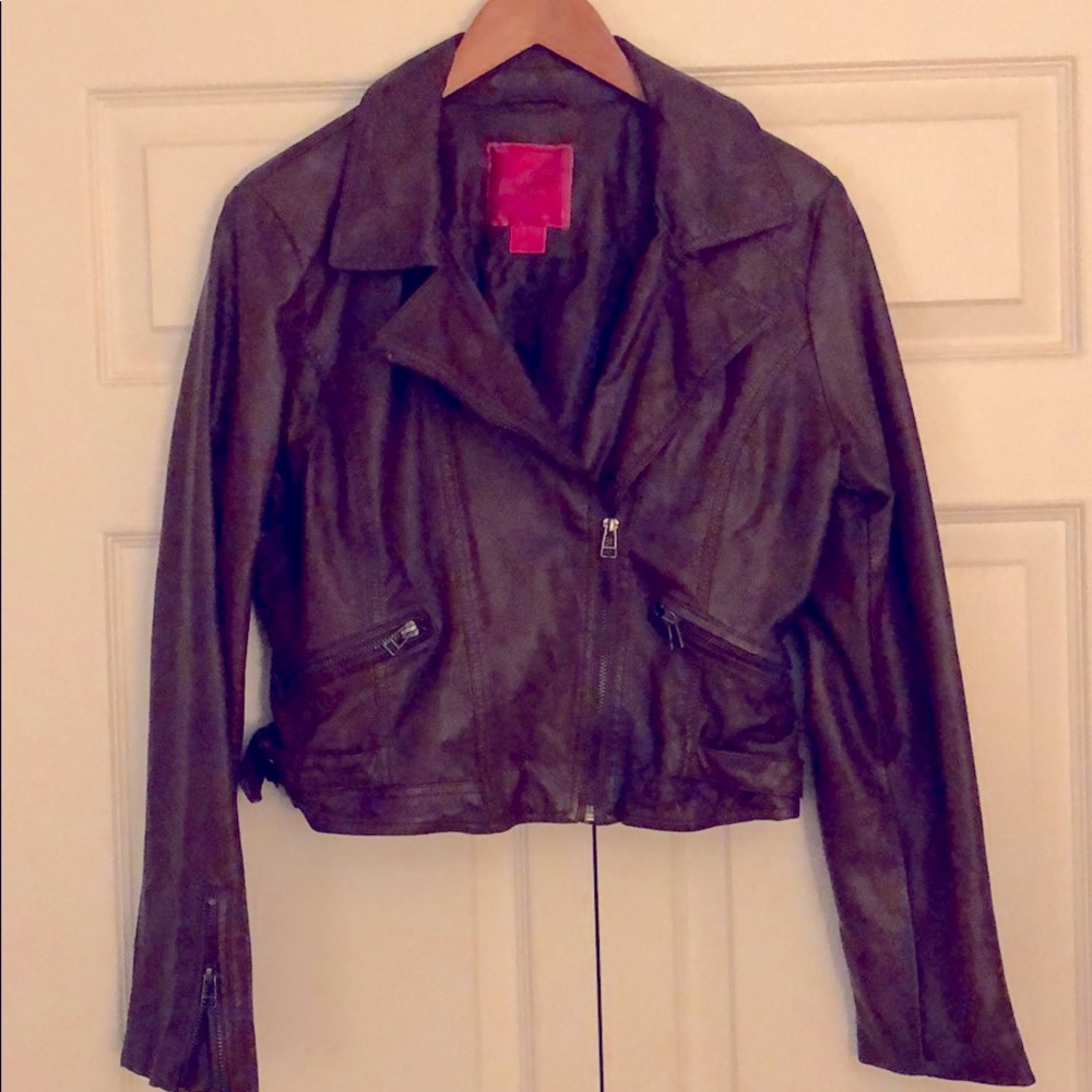 Pink Envelope faux leather jacket